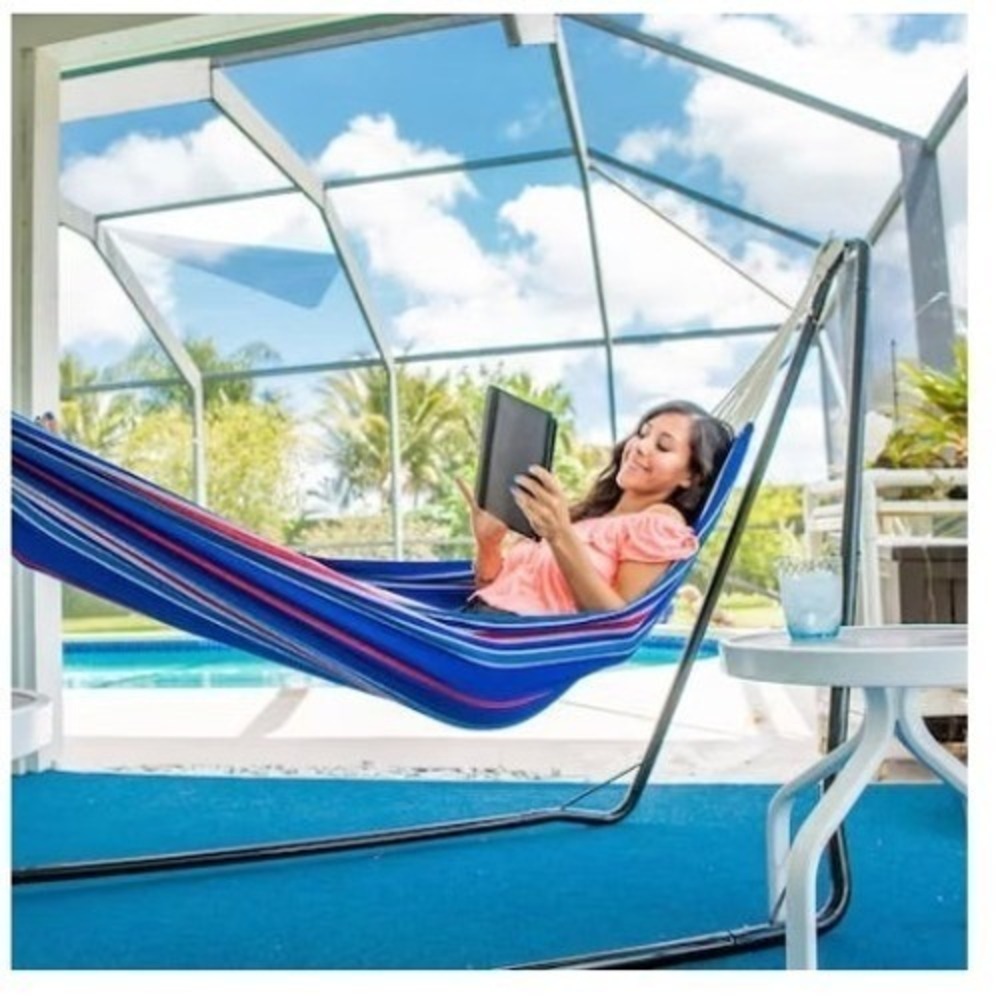 Bliss Hammock In A Bag Blue Striped Portable Travel Hammock New 220lb Capacity - Picture 9 of 10
